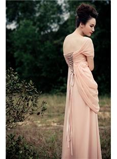 One-Shoulder Ruched Bodice Floor-Length Evening Dress