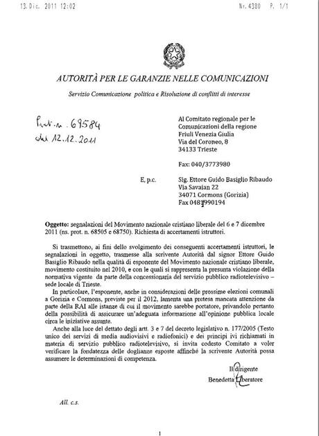 Richiesta di Verifica operato di Collini e del Capo redattore di Rai3