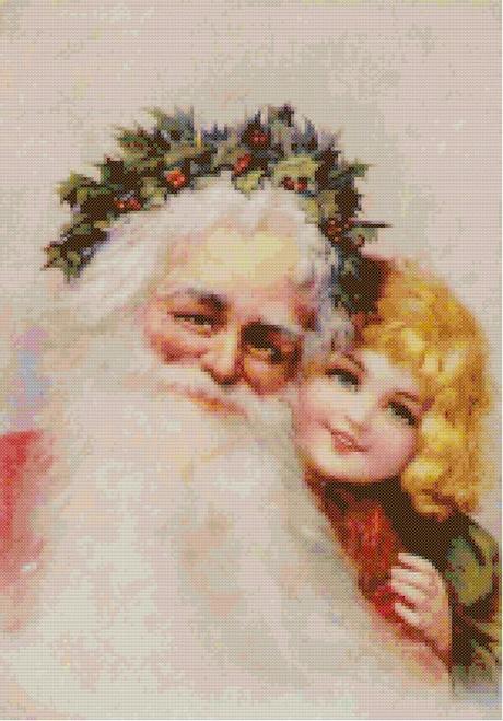 Schemi per il punto croce: Cartolina di Natale con Babbo Natale 3