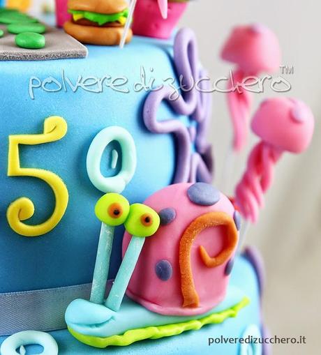 spongebob cakegary  torta decorata pasta di zucchero cake design polvere di zucchero