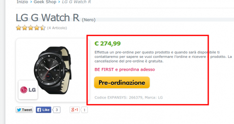 LG G Watch R  Nero   LGW110B EU   EXPANSYS Italia