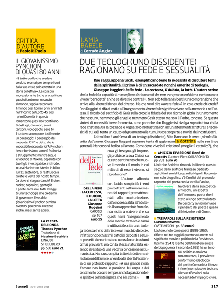 Rassegna dei Libri - 40° settimana - dal  2 ottobre al  8 ottobre 2014