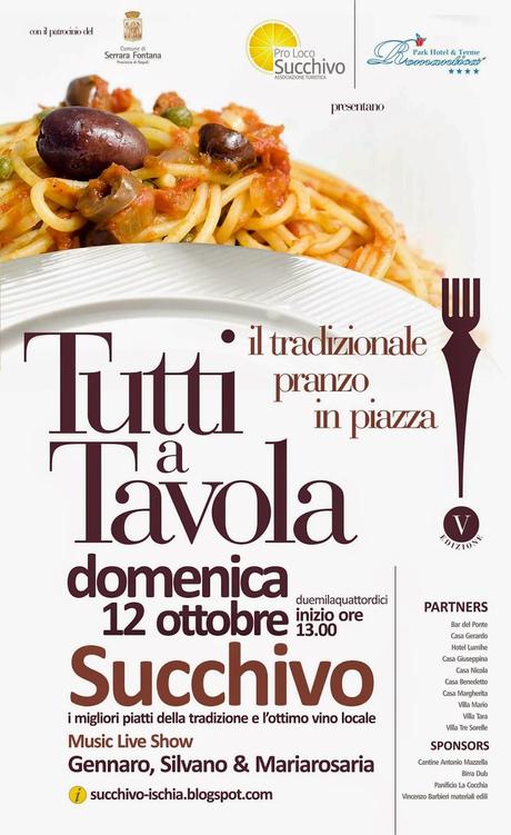 Succhivo: Domenica 12 Ottobre V edizione del TUTTI A TAVOLA. Il Pranzo è Servito !!