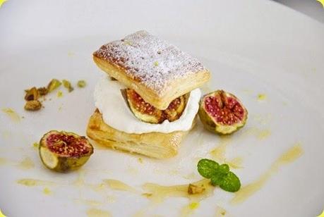 Sfoglia con ricotta al limone, fichi al forno e pistacchi