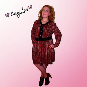 Abito Rosso Stampa Anni '701 Plus Size