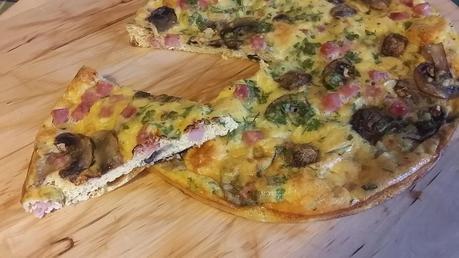 Frittata con champignon e prosciutto cotto nel forno