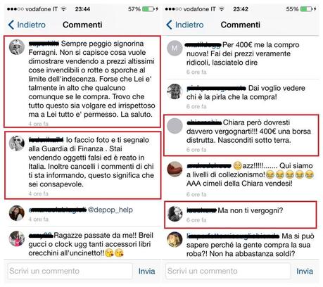 Commenti Depop Chiara Ferragni 2