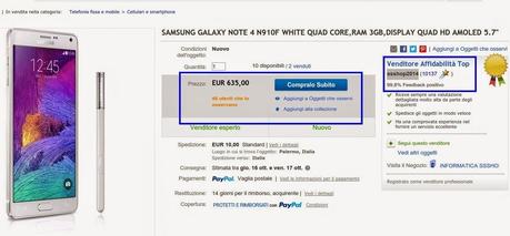 Samsung Galaxy Note 4 Garanzia Italia No brand disponibile a 635 euro su eBay