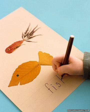 Alfabeto con le foglie! Il pesce foglia!