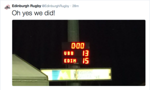 (Screenshot dal profilo Twitter ufficiale di Edinburgh Rugby)
