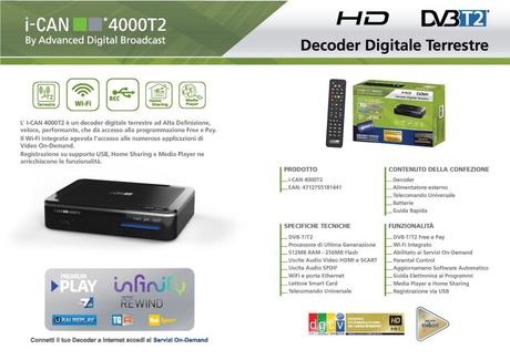 Decoder i-CAN 4000T2 | Anteprima Digital-Sat, la scheda tecnica