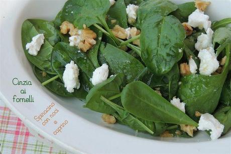 Insalata di spinacino, noci e caprino