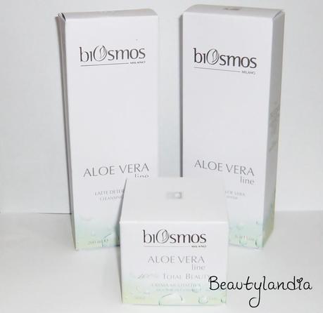 BIOSMOS - Crema 100% Total Beauty, Latte Detergente Aloe Vera Line, Acqua di Aloe Vera -