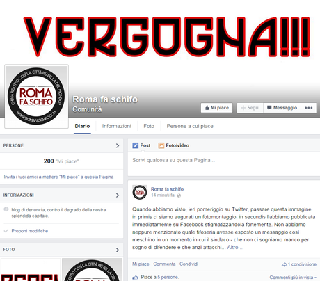 Ecco perché la pagina Facebook di Romafaschifo è stata chiusa