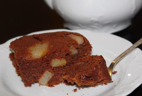 Torta rovesciata di pere e cioccolato