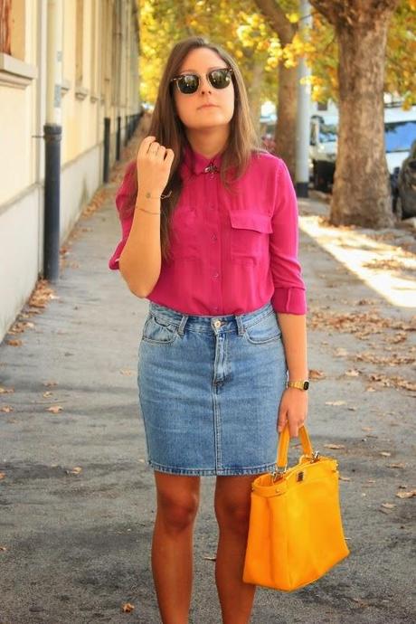 Gonna jeans e yellow bag - OUT-FIT