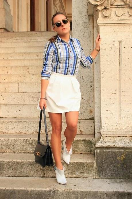 Gonna bianca e camicia a quadri - OUT-FIT