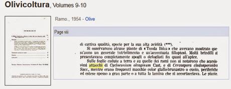 Ricerca bibliografia sulle malattie dell'olivo nella Provincia di Lecce