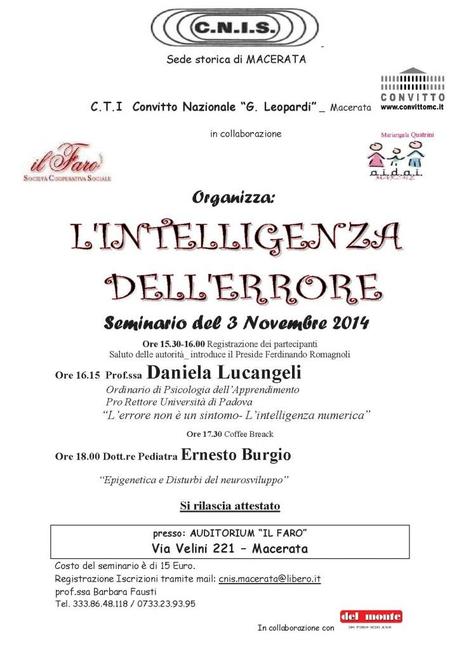 L’intelligenza dell’errore: seminario a Macerata