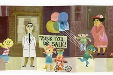 Il doodle di Google oggi dedicato a Jonas Salk