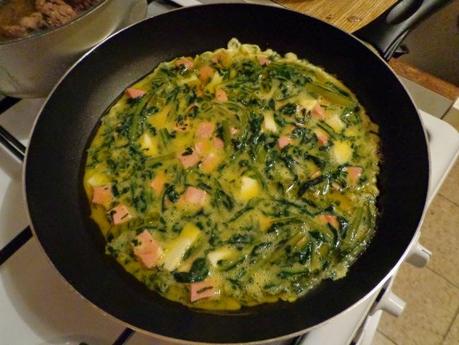 Frittata con formaggio, spinaci e mortadella Felsineo