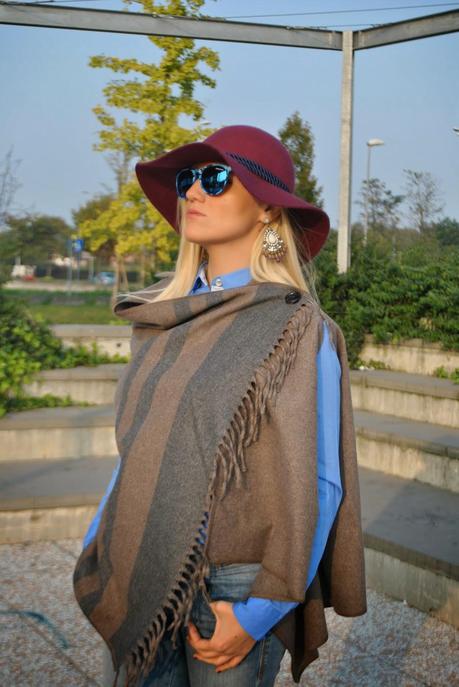 outfit mantella outfit casual abbinamenti mantella outfit jeans e mantella outfit stivali cuissardes outfit camicia azzurra outfit jeans fornarina come abbinare la mantella outfit cappello zara jeans e stivali abbinamenti stivali e jeans orecchini majique majique london earringss zara hat fornarina botton up mantella liu jo how to wear cape outfit cape outfit autunnali outfit casual autunnali outfit ottobre 2014 fashion blogger italiane fashion blogger bionde mariafelicia magno fashion blogger outfit colorblock by felym mariafelicia magno fashion blogger di color block by felym come abbinare il cappello cappello burgundy majique london earrings occhiali da sole con lenti a specchio azzurre excape