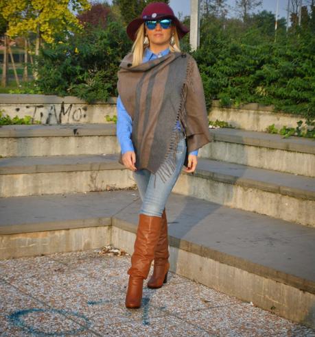 outfit mantella outfit casual abbinamenti mantella outfit jeans e mantella outfit stivali cuissardes outfit camicia azzurra outfit jeans fornarina come abbinare la mantella outfit cappello zara jeans e stivali abbinamenti stivali e jeans orecchini majique majique london earringss zara hat fornarina botton up mantella liu jo how to wear cape outfit cape outfit autunnali outfit casual autunnali outfit ottobre 2014 fashion blogger italiane fashion blogger bionde mariafelicia magno fashion blogger outfit colorblock by felym mariafelicia magno fashion blogger di color block by felym come abbinare il cappello cappello burgundy majique london earrings 