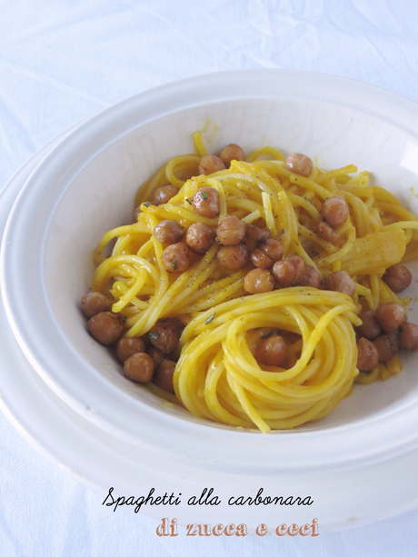 Spaghetti alla carbonara di zucca e ceci