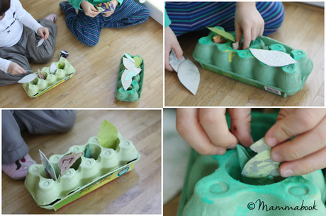 Una ghirlanda e un nido-gioco con il cartone delle uova - A wreath and a nest-game with egg boxes