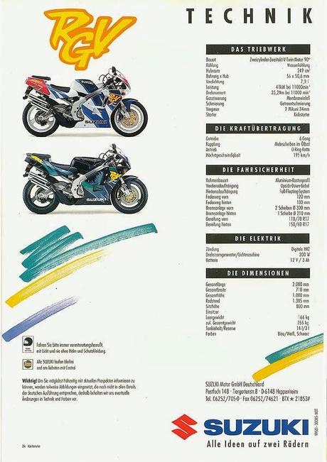 Vintage Brochures: Suzuki RGV 250N Γ 1992 (Germany)