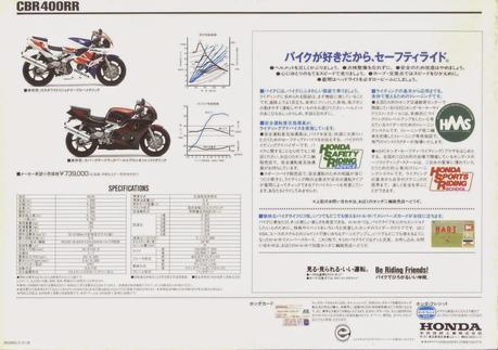 Vintage Japan Brochures: Honda CBR 400 RR 1994 (NC29)