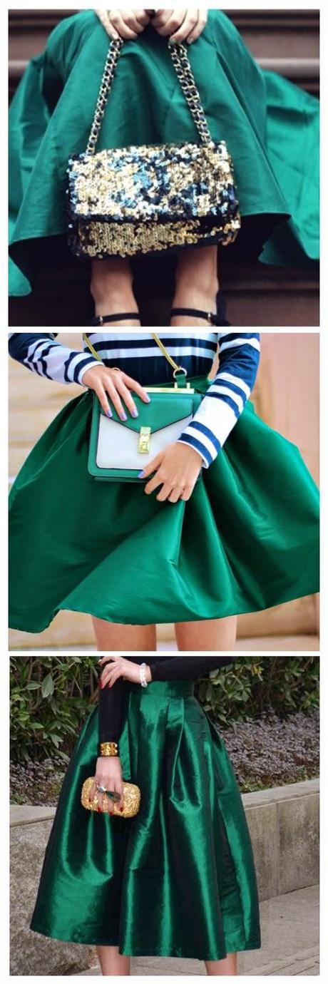 How to wear a green midi skirt