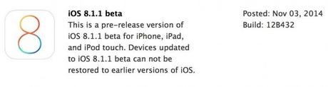 Apple rilascia la prima beta di iOS 8.1.1 agli sviluppatori