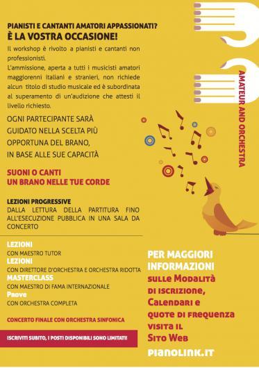 Milano.Workshop di pianoforte e orchestra e Canto e orchestra per amatori.Dicembre 2014/Giugno 2015.Aperte le selezioni.