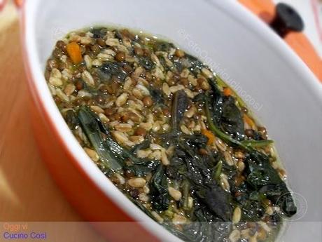 Minestra di Lenticchie con Farro e Bietole