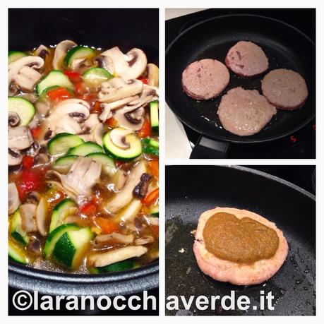 Svizzere di pollo con verdure e salsina