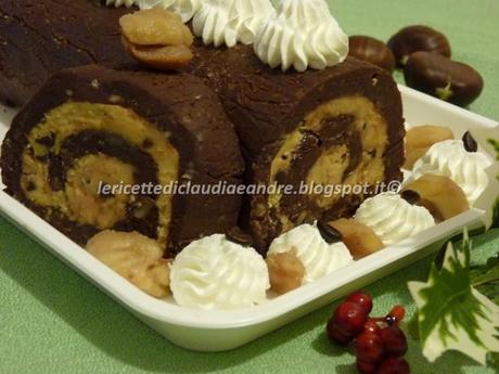 Tronchetto di castagne con crema al caffè e gocce di cioccolato