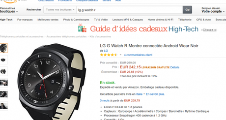 LG G Watch R Montre connectée Android Wear Noir  Amazon.fr  High tech