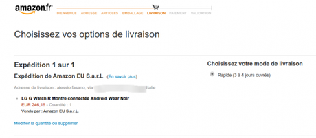 LG G Watch R Sélectionner des options de livraison   Processus de paiement Amazon.fr