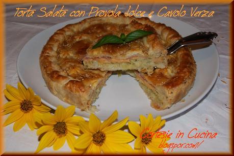 Torta salata con Provola dolce e Cavolo verza