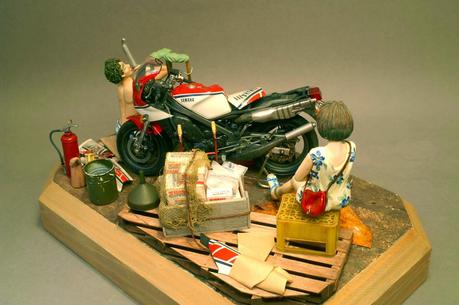 Diorama - Yamaha RZV 500 (Tamiya) & Scratch figure by Masashi Kohara