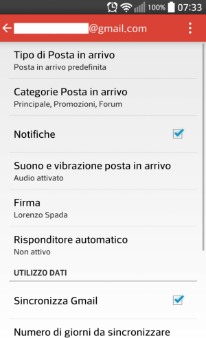 Impostazioni GMail