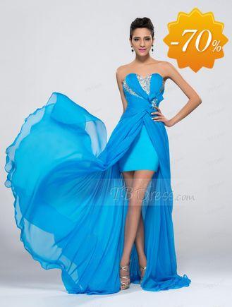 Fashionable Beaded Sweetheart Ruched Chiffon Split Front Evening Dress