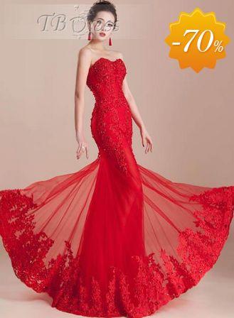 Mermaid Lace Appliques Beading Sweetheart Floor-Length Evening Dress