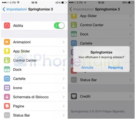 Tweak Cydia (iOS 8.x) – Springtomize 3 (iOS 7 & 8 ) arriva su Cydia supportando iOS 8.x [Aggiornato Vers. 1.3.0-2]