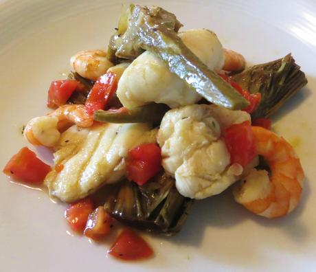 pescatrice con carciofi stufati