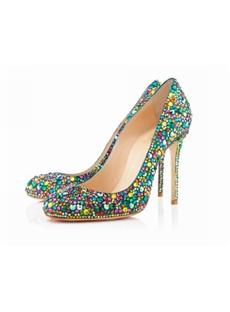 Colorful Beadings Closed Toe High Heels Women Pumps