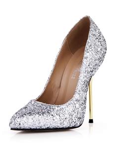 Popular Shining Silver Paillette Stiletto Heel Bridal Shoes