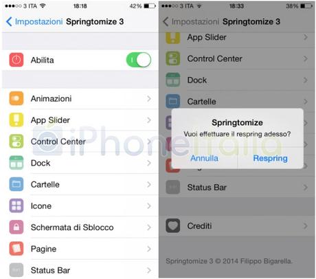 Tweak Cydia (iOS 8.x) – Springtomize 3 (iOS 7 & 8 ) si aggiorna correggendo vari bug [Aggiornato Vers. 1.3.0-3]