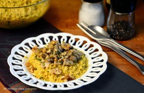 #lebuonericette e il sole nel piatto: l'Insalata di couscous allo zafferano con funghi e noci